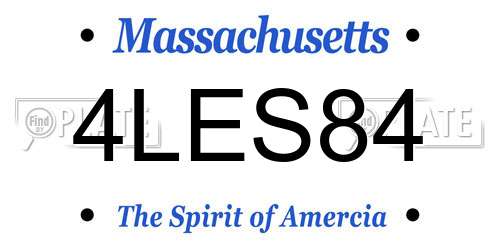 4LES84 Massachusetts License Plate