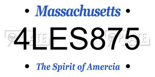 4LES875 Massachusetts License Plate