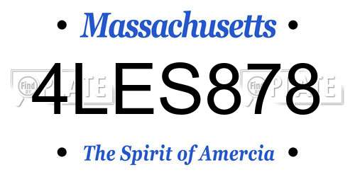 4LES878 Massachusetts License Plate