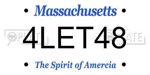 4LET48 Massachusetts License Plate