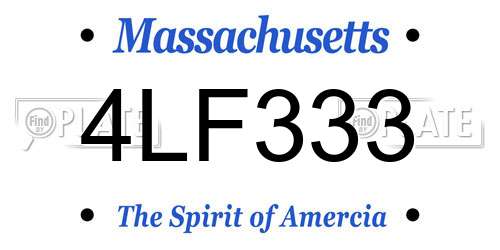 4LF333 Massachusetts License Plate
