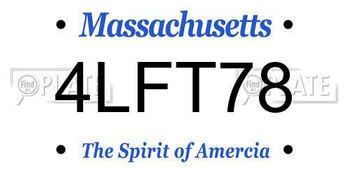 4LFT78 Massachusetts License Plate