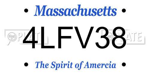 4LFV38 Massachusetts License Plate