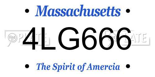 4LG666 Massachusetts License Plate