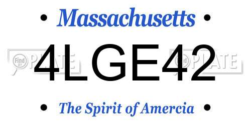 4LGE42 Massachusetts License Plate