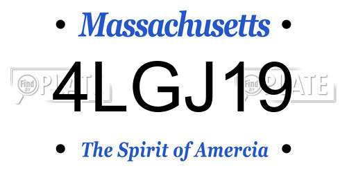 4LGJ19 Massachusetts License Plate