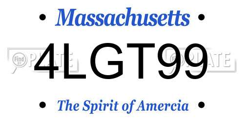 4LGT99 Massachusetts License Plate