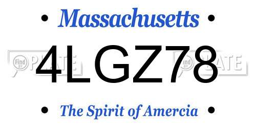 4LGZ78 Massachusetts License Plate