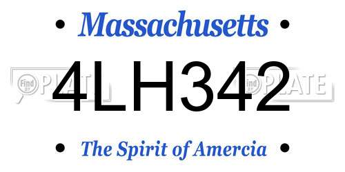 4LH342 Massachusetts License Plate