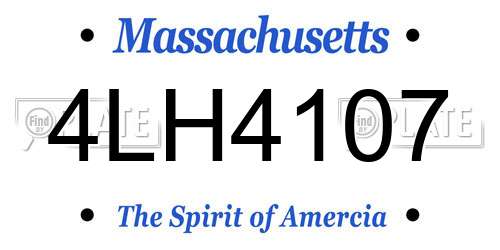 4LH4107 Massachusetts License Plate