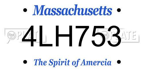4LH753 Massachusetts License Plate