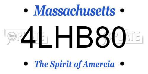 4LHB80 Massachusetts License Plate