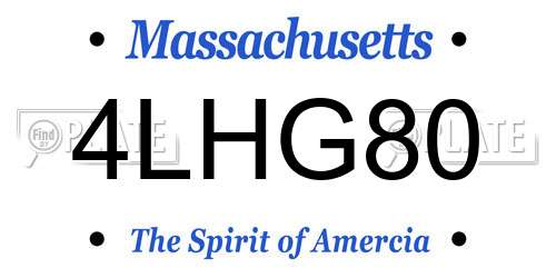 4LHG80 Massachusetts License Plate