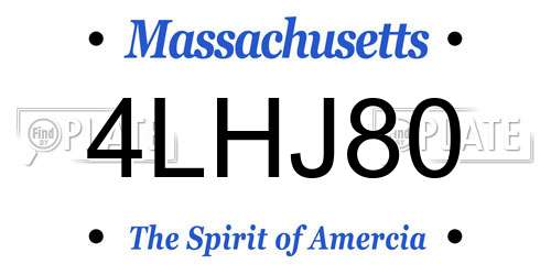 4LHJ80 Massachusetts License Plate