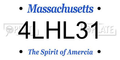 4LHL31 Massachusetts License Plate