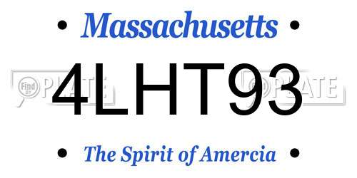 4LHT93 Massachusetts License Plate