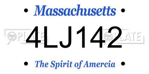 4LJ142 Massachusetts License Plate