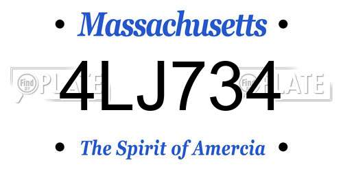 4LJ734 Massachusetts License Plate