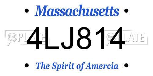 4LJ814 Massachusetts License Plate