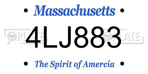 4LJ883 Massachusetts License Plate