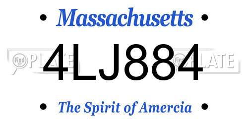 4LJ884 Massachusetts License Plate