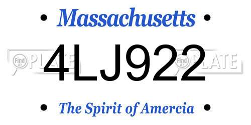 4LJ922 Massachusetts License Plate