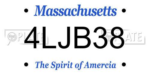4LJB38 Massachusetts License Plate
