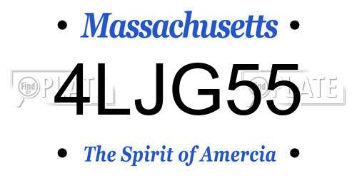 4LJG55 Massachusetts License Plate