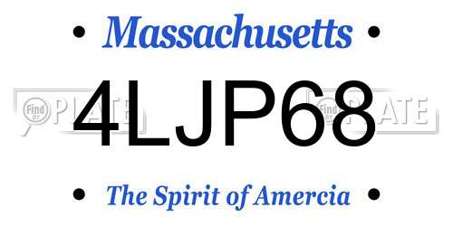 4LJP68 Massachusetts License Plate