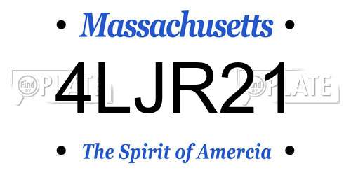 4LJR21 Massachusetts License Plate