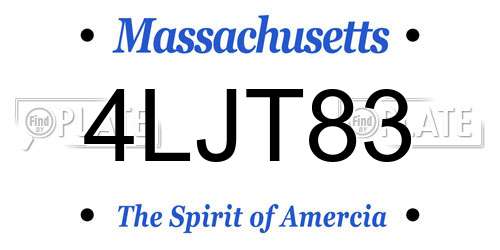 4LJT83 Massachusetts License Plate