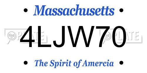 4LJW70 Massachusetts License Plate