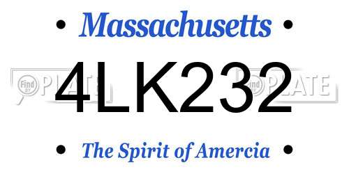 4LK232 Massachusetts License Plate