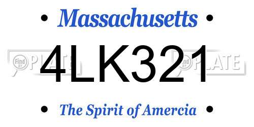 4LK321 Massachusetts License Plate
