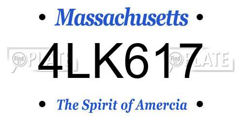 4LK617 Massachusetts License Plate
