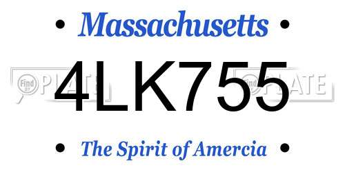 4LK755 Massachusetts License Plate