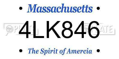 4LK846 Massachusetts License Plate