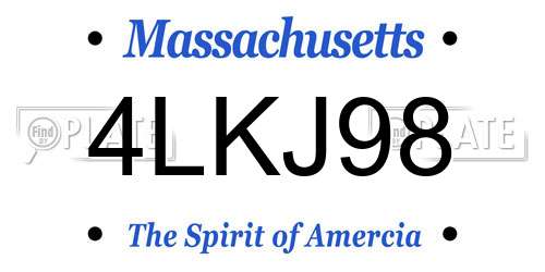 4LKJ98 Massachusetts License Plate