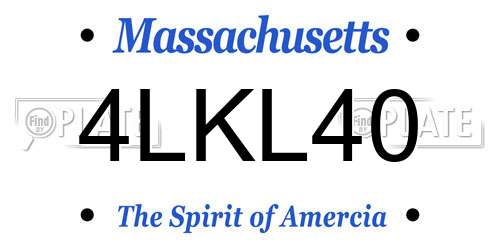 4LKL40 Massachusetts License Plate