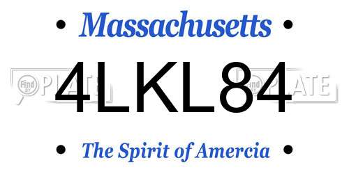 4LKL84 Massachusetts License Plate