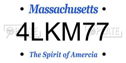 4LKM77 Massachusetts License Plate