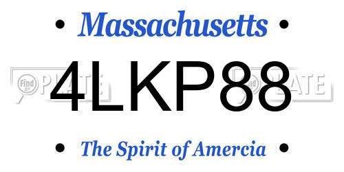 4LKP88 Massachusetts License Plate