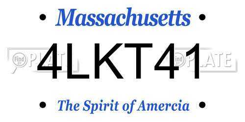 4LKT41 Massachusetts License Plate