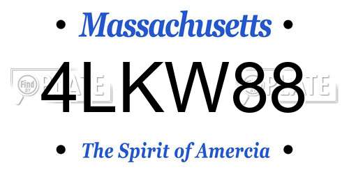 4LKW88 Massachusetts License Plate