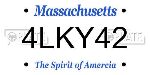 4LKY42 Massachusetts License Plate