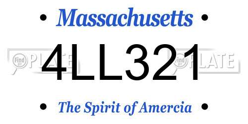 4LL321 Massachusetts License Plate