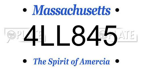 4LL845 Massachusetts License Plate