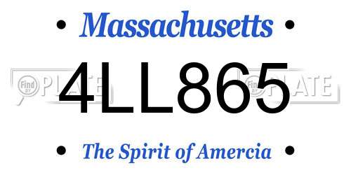 4LL865 Massachusetts License Plate