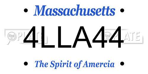 4LLA44 Massachusetts License Plate