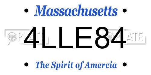 4LLE84 Massachusetts License Plate